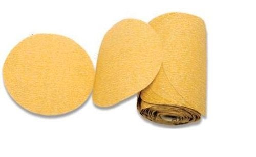 Karebac LR5C80 Premium Gold 5"" PSA 80 Grit C-Weight Aluminum Oxide Stearated Sanding Discs 100 Discs/Linkroll - Image 1